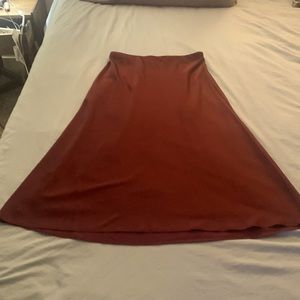 Express Faux Satin Midi Skirt, Size Small-Petite, Maroon